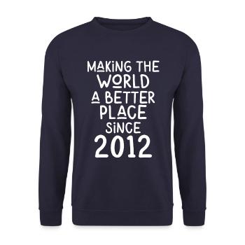 Making the World a better place since 2012 - Unisex Sweatshirt - navy - Front - Alina (178cm) & Michal (187cm)