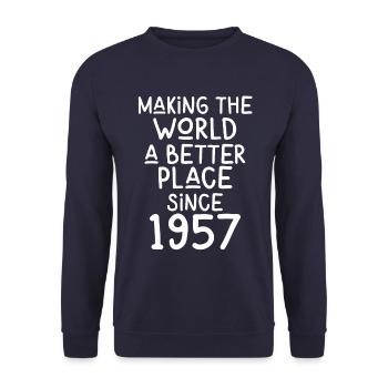 Rendre le monde meilleur depuis 1957 - Sweat-shirt Unisexe - marine - Devant - Alina (178cm) & Michal (187cm)