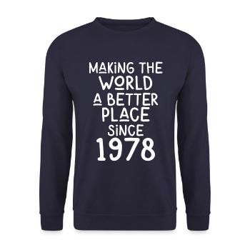 Making the World a better place since 1978 - Unisex Pullover - Navy - Vorne - Alina (178cm) & Michal (187cm)