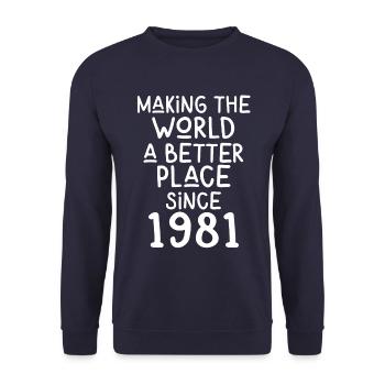 Making the World a better place since 1981 - Unisex Pullover - Navy - Vorne - Alina (178cm) & Michal (187cm)