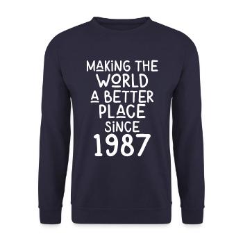 Rendre le monde meilleur depuis 1987 - Sweat-shirt Unisexe - marine - Devant - Alina (178cm) & Michal (187cm)