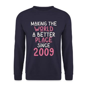 Rendre le monde meilleur depuis 2009 - Sweat-shirt Unisexe - marine - Devant - Alina (178cm) & Michal (187cm)
