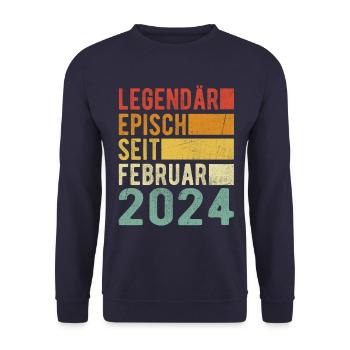 Legendär seit Februar 2024 - Unisex Pullover - Navy - Vorne - Alina (178cm) & Michal (187cm)