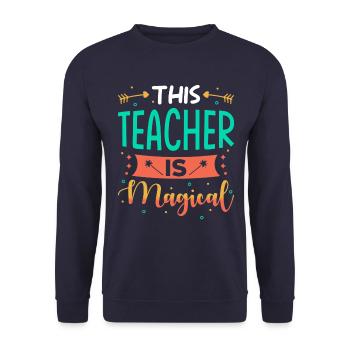 Lehrerin Geschenk - Unisex Pullover - Navy - Vorne - Alina (178cm) & Michal (187cm)