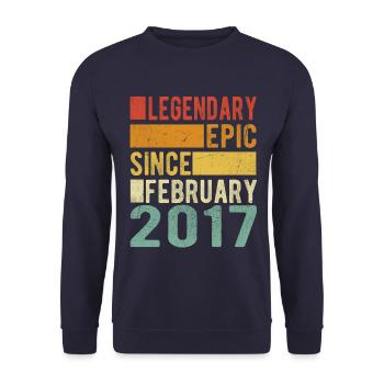 Birthday February 2017 Legendary epic - Unisex Sweatshirt - navy - Front - Alina (178cm) & Michal (187cm)