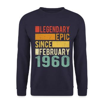 Anniversaire février 1960 Épopée légendaire - Sweat-shirt Unisexe - marine - Devant - Alina (178cm) & Michal (187cm)