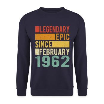 Anniversaire février 1962 Épopée légendaire - Sweat-shirt Unisexe - marine - Devant - Alina (178cm) & Michal (187cm)
