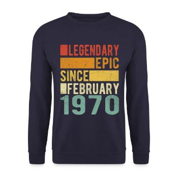 Geburtstag Februar 1970 Legendär Episch - Unisex Pullover - Navy - Vorne - Alina (178cm) & Michal (187cm)