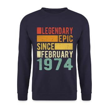 Anniversaire février 1974 Épopée légendaire - Sweat-shirt Unisexe - marine - Devant - Alina (178cm) & Michal (187cm)