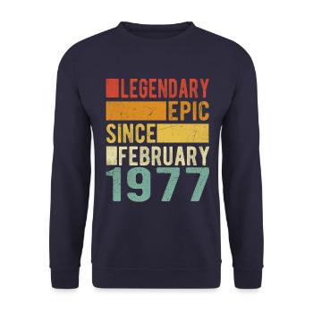Geburtstag Februar 1977 Legendär Episch - Unisex Pullover - Navy - Vorne - Alina (178cm) & Michal (187cm)