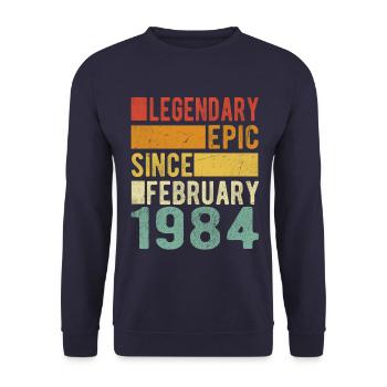 Geburtstag Februar 1984 Legendär Episch - Unisex Pullover - Navy - Vorne - Alina (178cm) & Michal (187cm)