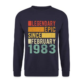 Birthday February 1983 Legendary epic - Unisex Sweatshirt - navy - Front - Alina (178cm) & Michal (187cm)