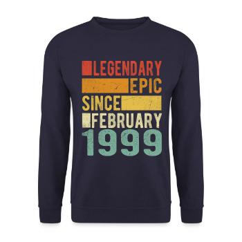 Birthday February 1999 Legendary epic - Unisex Sweatshirt - navy - Front - Alina (178cm) & Michal (187cm)