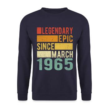 Geburtstag März 1965 Legendär Episch - Unisex Pullover - Navy - Vorne - Alina (178cm) & Michal (187cm)