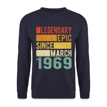 Birthday March 1969 Legendary epic - Unisex Sweatshirt - navy - Front - Alina (178cm) & Michal (187cm)