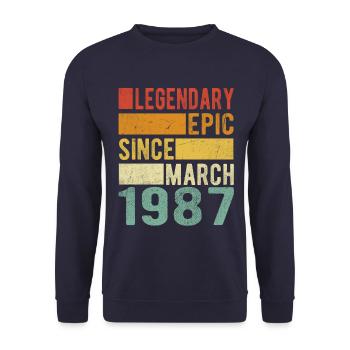 Birthday March 1987 Legendary Epic - Unisex Sweatshirt - navy - Front - Alina (178cm) & Michal (187cm)