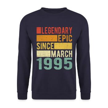 Birthday March 1995 Legendary epic - Unisex Sweatshirt - navy - Front - Alina (178cm) & Michal (187cm)