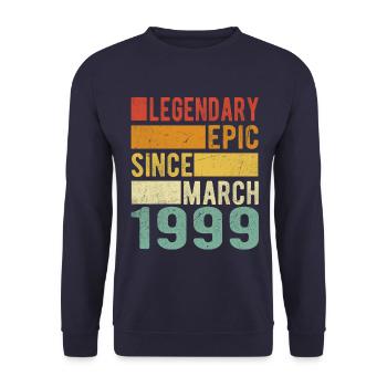 Birthday March 1999 Legendary epic - Unisex Sweatshirt - navy - Front - Alina (178cm) & Michal (187cm)