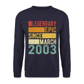 Birthday March 2003 Legendary Epic - Unisex Sweatshirt - navy - Front - Alina (178cm) & Michal (187cm)