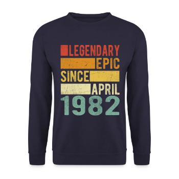 Birthday April 1982 Legendary epic - Unisex Sweatshirt - navy - Front - Alina (178cm) & Michal (187cm)