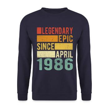 Birthday April 1986 Legendary epic - Unisex Sweatshirt - navy - Front - Alina (178cm) & Michal (187cm)