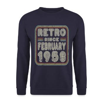 Geburtstag Februar 1958 Retro Geschenk - Unisex Pullover - Navy - Vorne - Alina (178cm) & Michal (187cm)