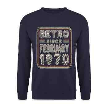 Anniversaire Février 1970 Retro Gift - Sweat-shirt Unisexe - marine - Devant - Alina (178cm) & Michal (187cm)