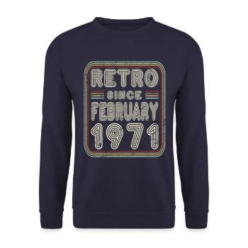 Birthday February 1971 Retro Gift - Unisex Sweatshirt - navy - Front - Alina (178cm) & Michal (187cm)