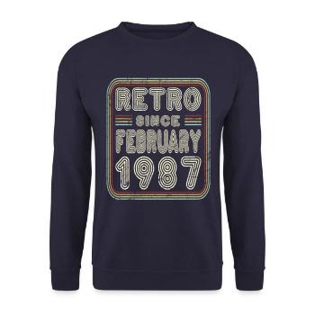 Geburtstag Februar 1987 Retro Geschenk - Unisex Pullover - Navy - Vorne - Alina (178cm) & Michal (187cm)