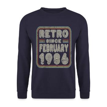Anniversaire Février 1986 Cadeau rétro - Sweat-shirt Unisexe - marine - Devant - Alina (178cm) & Michal (187cm)