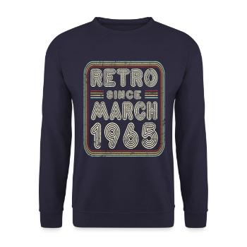 Birthday March 1965 Retro Gift - Unisex Sweatshirt - navy - Front - Alina (178cm) & Michal (187cm)