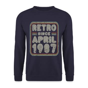 Geburtstag April 1987 Retro Geschenk - Unisex Pullover - Navy - Vorne - Alina (178cm) & Michal (187cm)