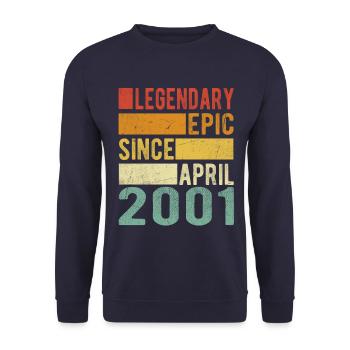 Geburtstag April 2001 Legendär Episch - Unisex Pullover - Navy - Vorne - Alina (178cm) & Michal (187cm)