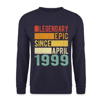Birthday April 1999 Legendary epic - Unisex Sweatshirt - navy - Front - Alina (178cm) & Michal (187cm)