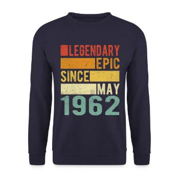 Birthday May 1962 Legendary Epic - Unisex Sweatshirt - navy - Front - Alina (178cm) & Michal (187cm)