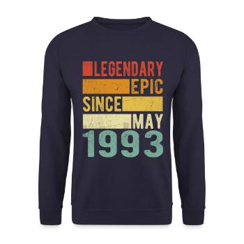 Birthday May 1993 Legendary epic - Unisex Sweatshirt - navy - Front - Alina (178cm) & Michal (187cm)