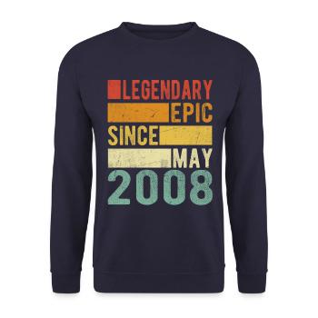 Birthday May 2008 Legendary epic - Unisex Sweatshirt - navy - Front - Alina (178cm) & Michal (187cm)