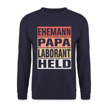 Laborant Vater Ehemann Held - Unisex Pullover - Navy - Vorne - Alina (178cm) & Michal (187cm)