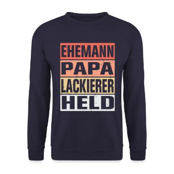 Lackierer Vater Ehemann Held - Unisex Pullover - Navy - Vorne - Alina (178cm) & Michal (187cm)