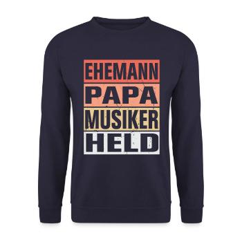 Musiker Vater Ehemann Held - Unisex Pullover - Navy - Vorne - Alina (178cm) & Michal (187cm)