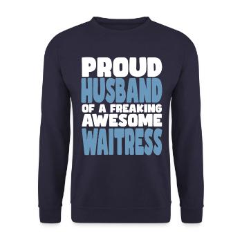 Stolze Ehefrau Eines Verdammt Guten Kellnerins - Unisex Pullover - Navy - Vorne - Alina (178cm) & Michal (187cm)