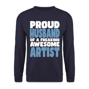 Fière épouse d’un sacré bon artiste - Sweat-shirt Unisexe - marine - Devant - Alina (178cm) & Michal (187cm)