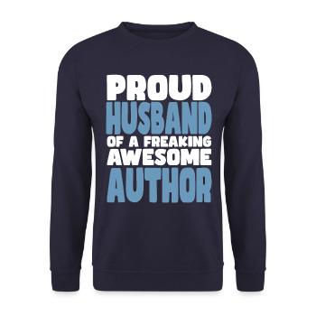 Proud wife of a damn good author - Unisex Sweatshirt - navy - Front - Alina (178cm) & Michal (187cm)