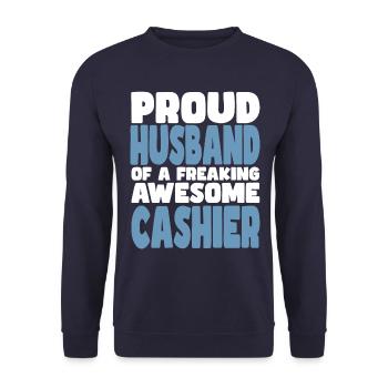 Stolze Ehefrau Eines Verdammt Guten Kassierers - Unisex Pullover - Navy - Vorne - Alina (178cm) & Michal (187cm)
