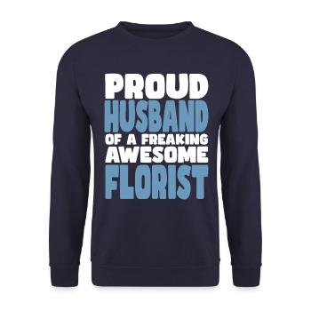 Fière épouse d’un sacré bon fleuriste - Sweat-shirt Unisexe - marine - Devant - Alina (178cm) & Michal (187cm)