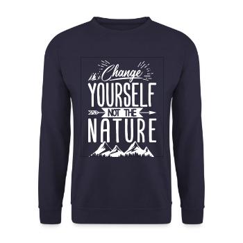 Nature, Hiking, Mountains - Unisex Sweatshirt - navy - Front - Alina (178cm) & Michal (187cm)