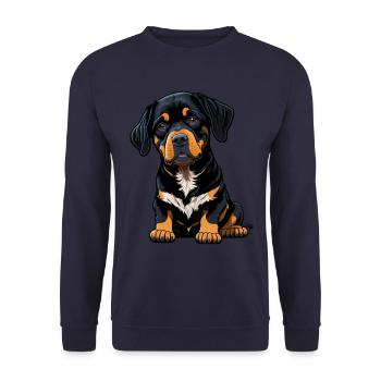 Rottweiler Hund Welpe - Unisex Pullover - Navy - Vorne - Alina (178cm) & Michal (187cm)