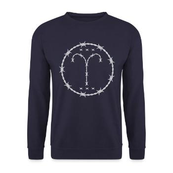 Widder Sternzeichen - Unisex Pullover - Navy - Vorne - Alina (178cm) & Michal (187cm)