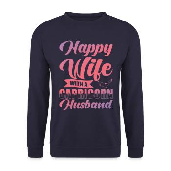 Steinbock Glückliche Frau mit Wasserman Ehemann - Unisex Pullover - Navy - Vorne - Alina (178cm) & Michal (187cm)