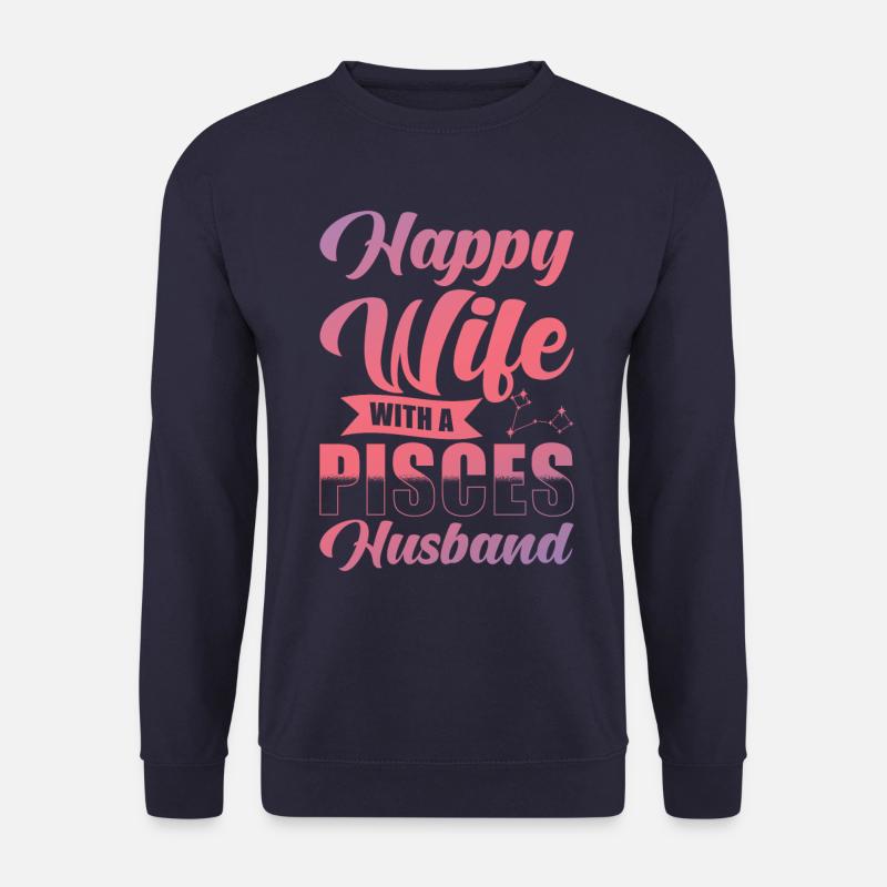 Fische Glückliche Frau mit Wasserman Ehemann - Unisex Pullover - Navy